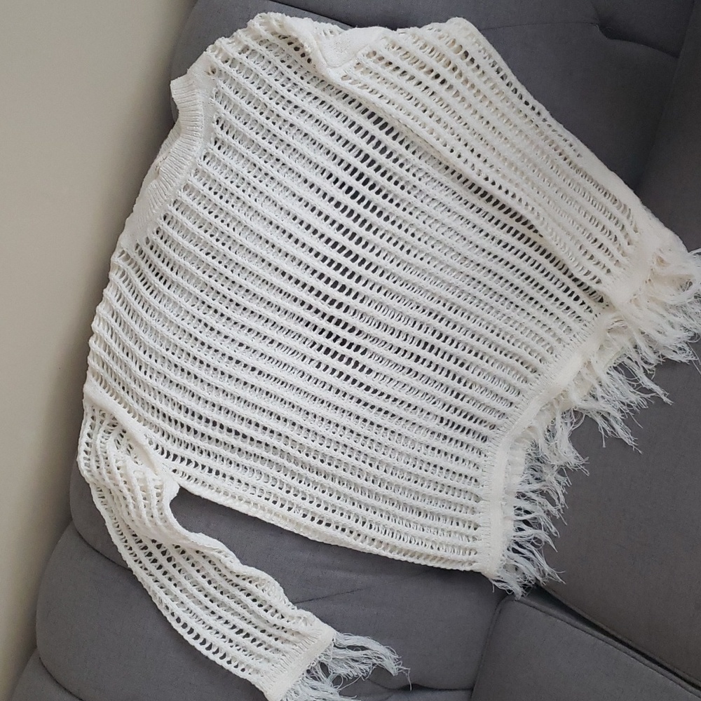 Open knit ivory long sleeve sweater S/M